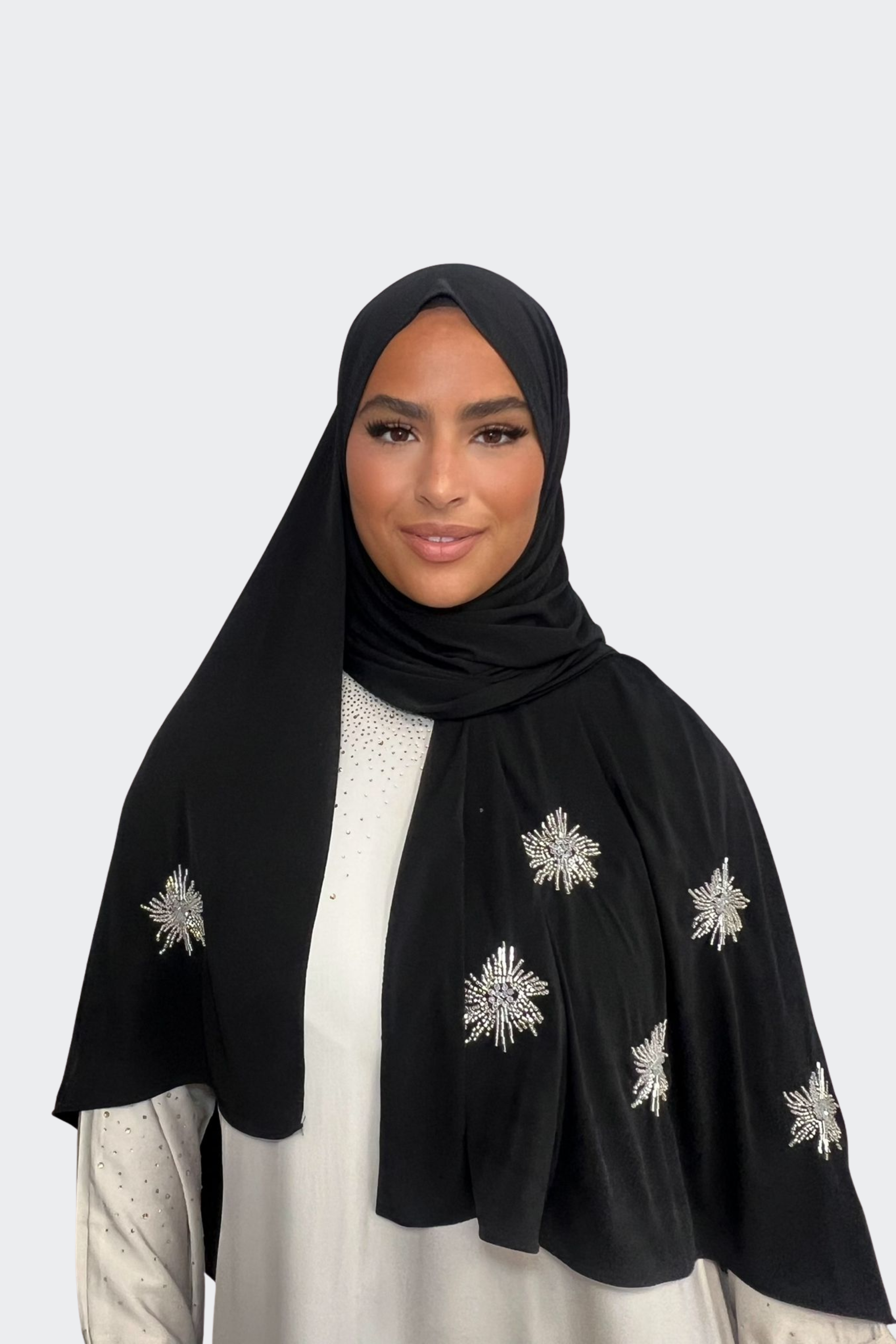 Hijab Strass Fleur - Noir