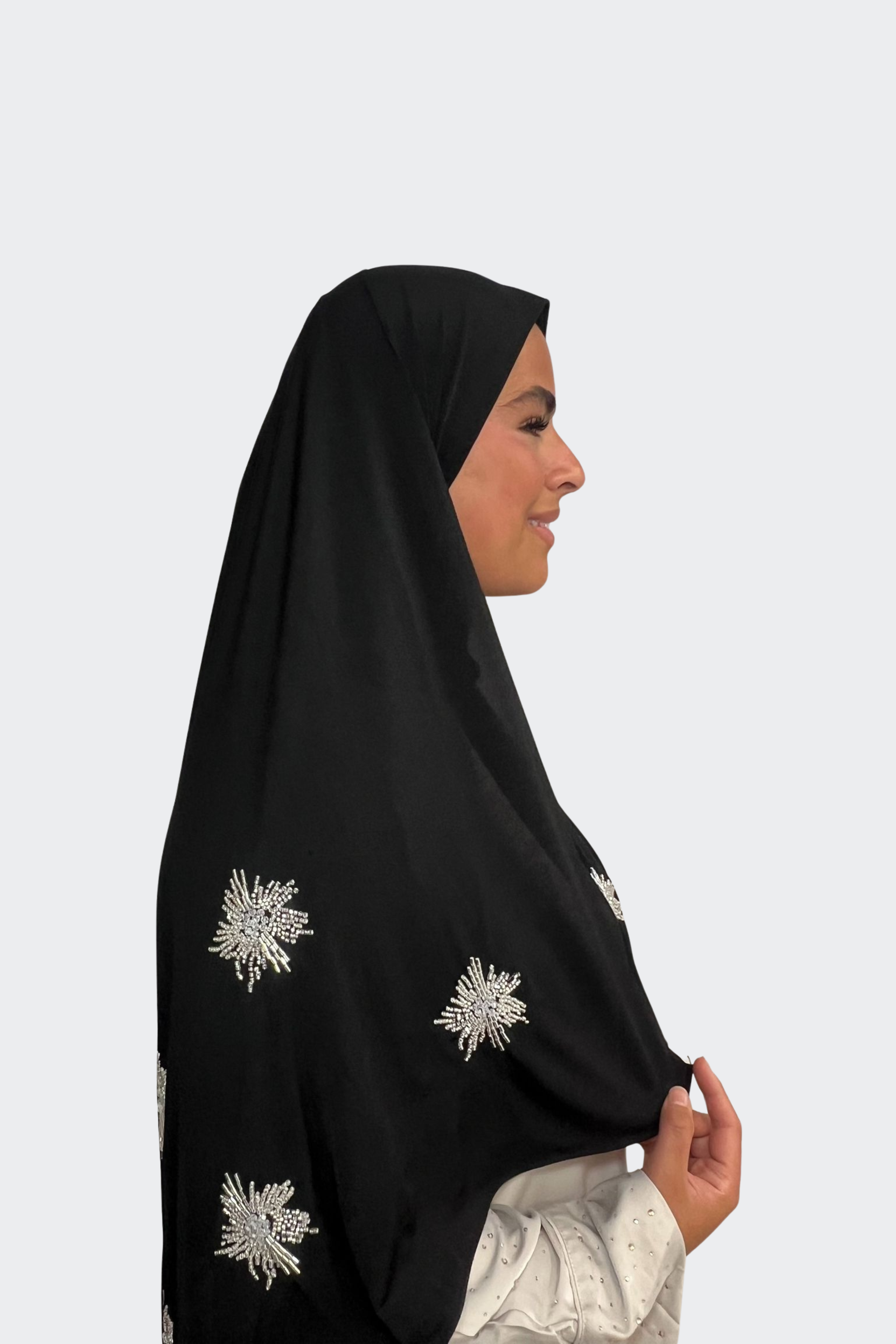 Hijab Strass Fleur - Noir